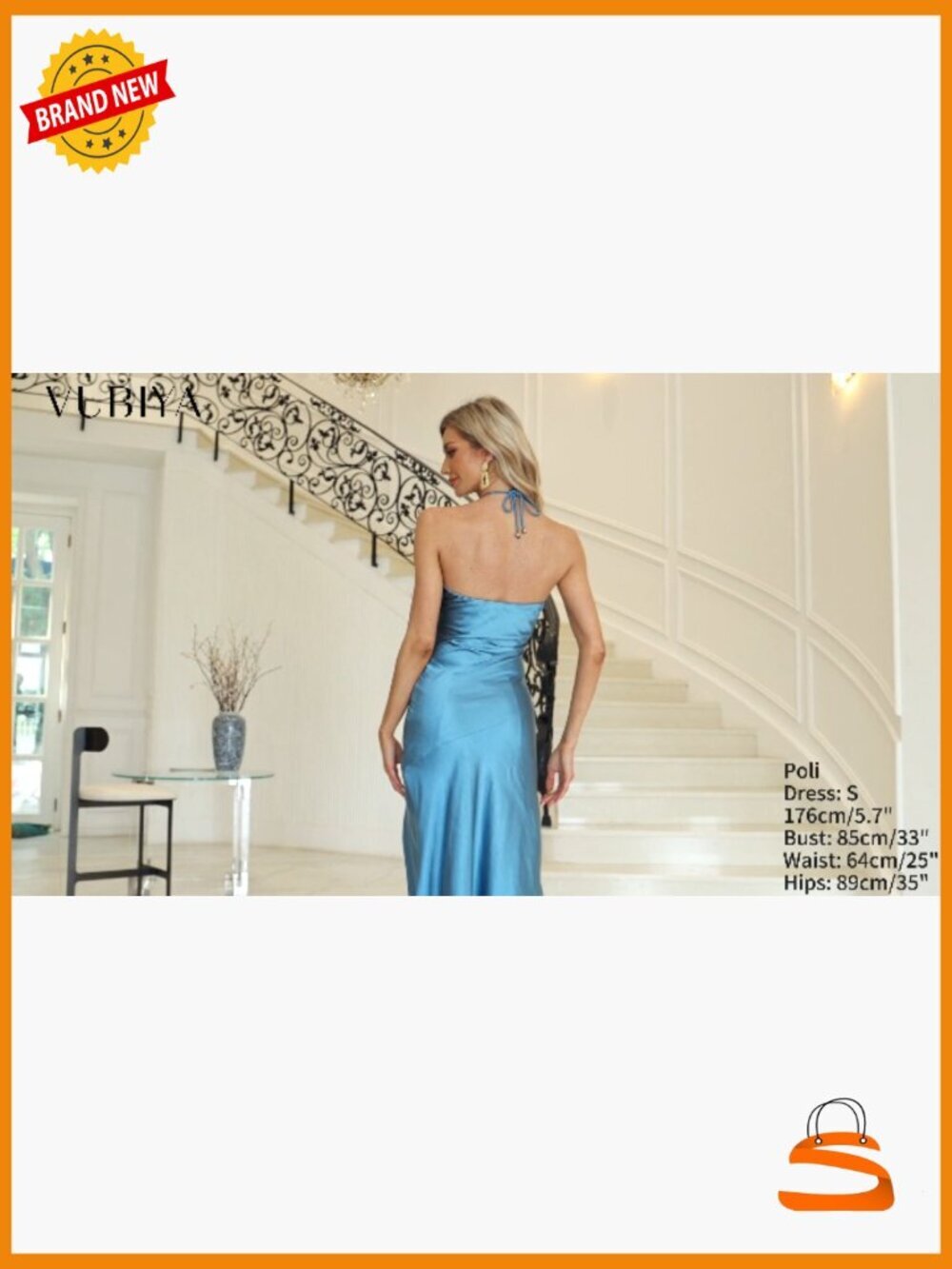 Elegant Satin Midi Dress with Halter Neck and Backless Design Perfect for - Picture 6 of 7